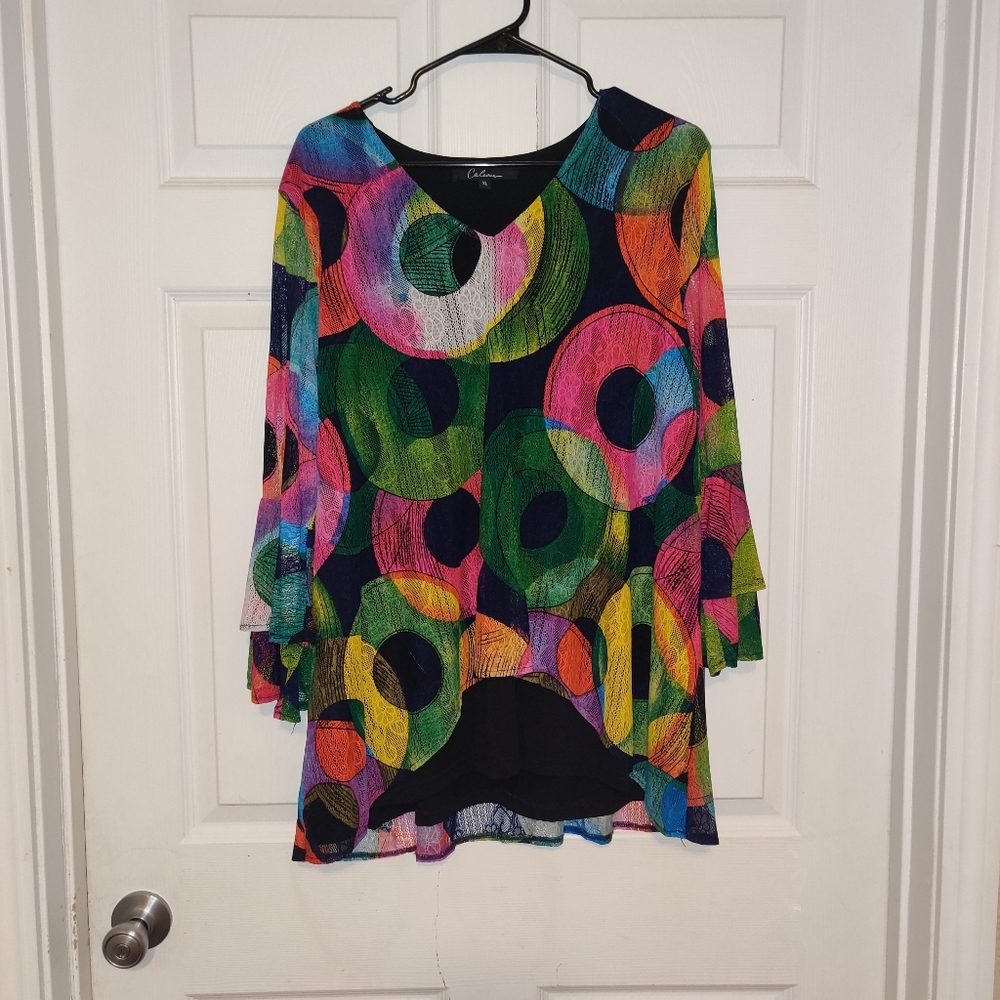 Calessa Colorful Circles Printed Blouse
